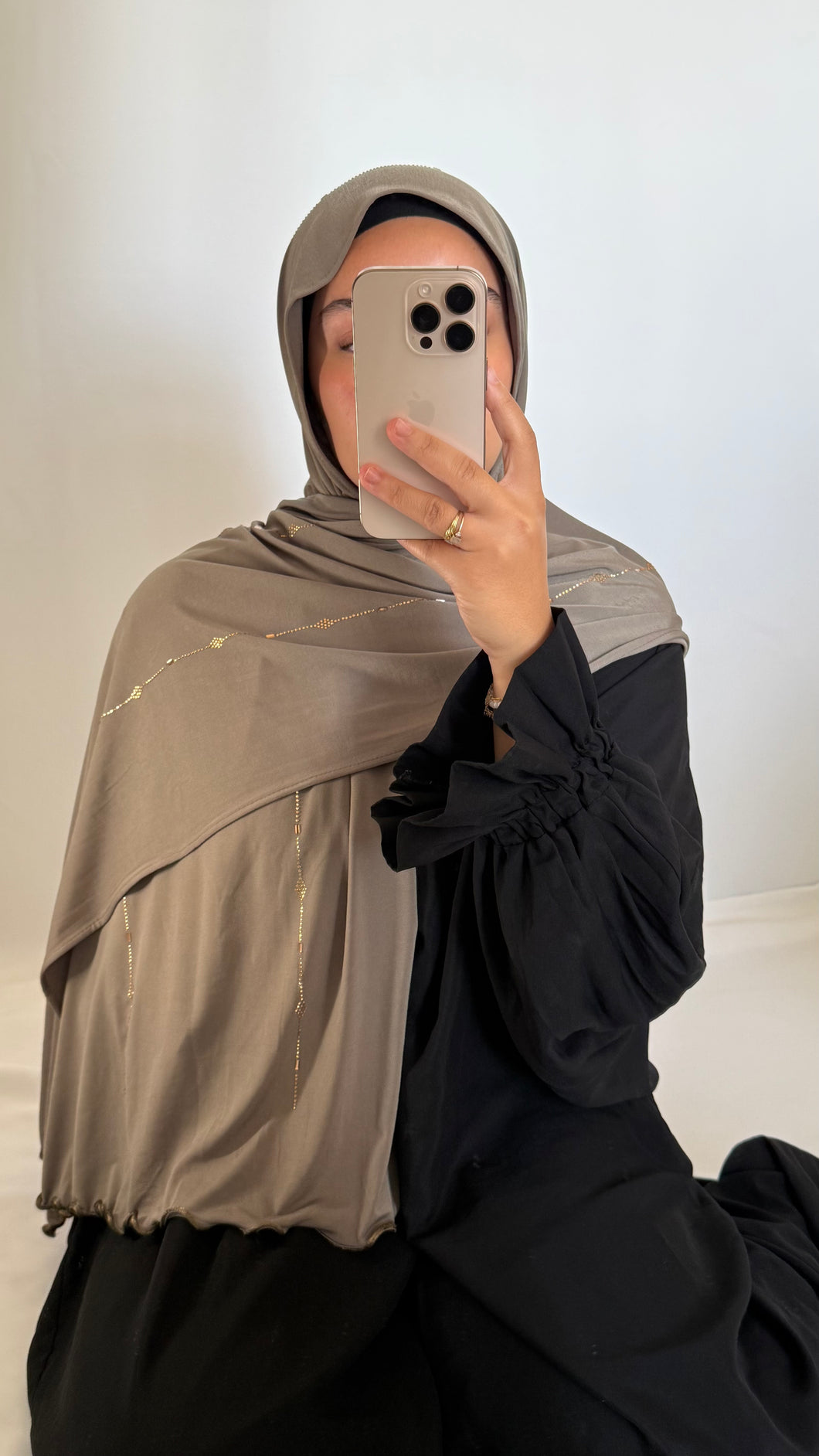 HIJAB JERSEY PREMIUM STRASS ONDULÉ KAKI